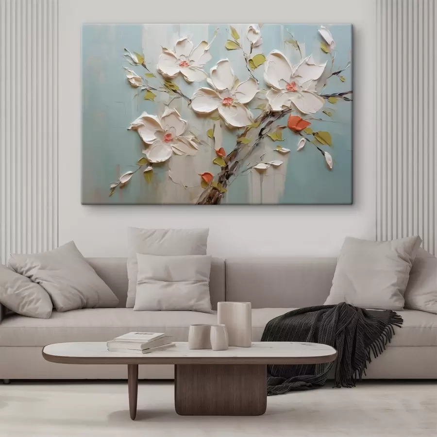 carta da parati Fiori bianchi imitazione di pennellate di vernice nr. s42417