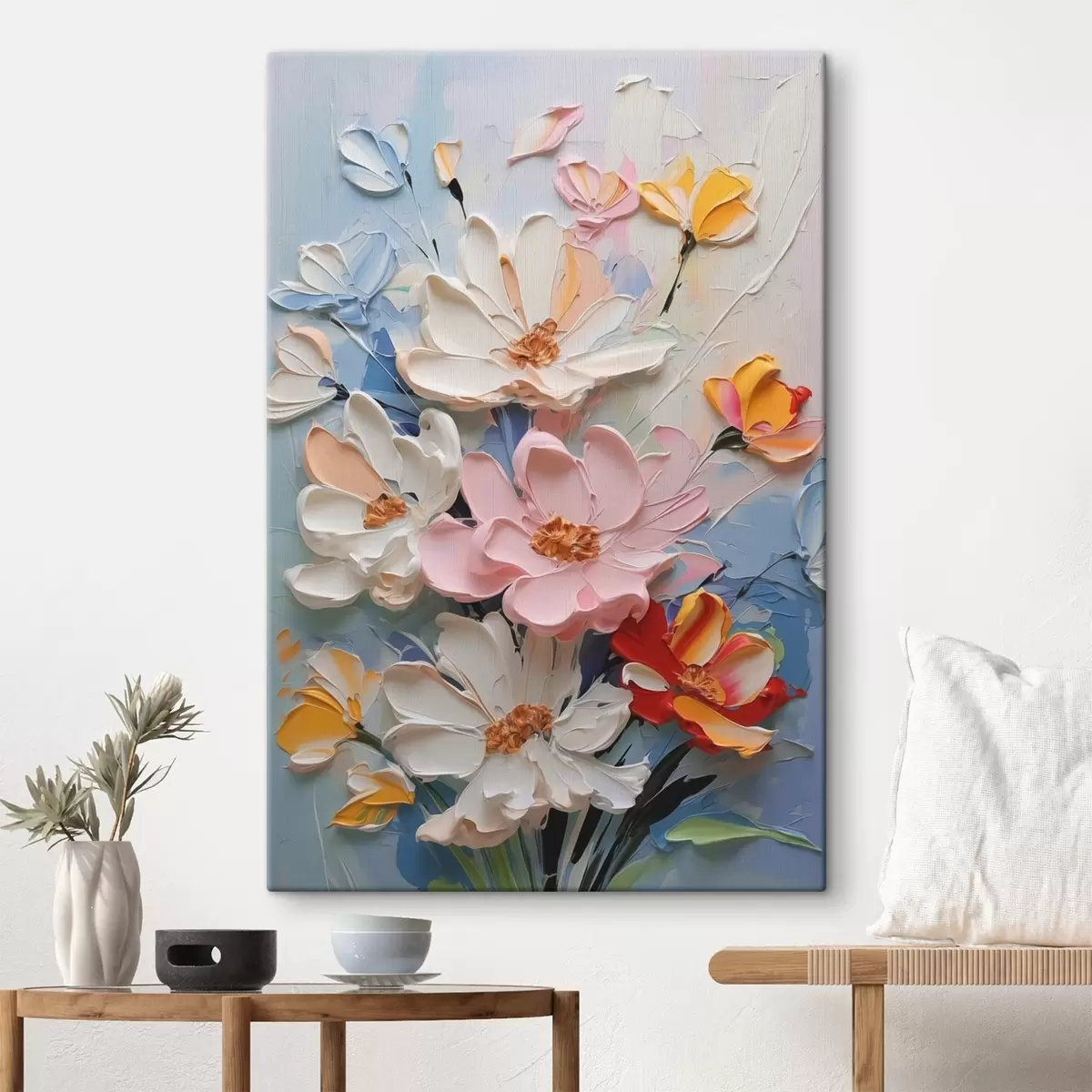carta da parati I fiori luminosi imitano le pennellate di colore nr. s42419