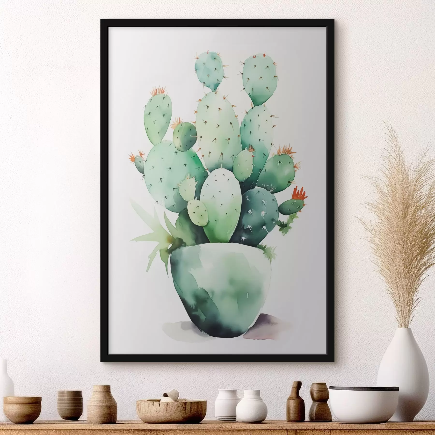 carta da parati Imitazione di cactus ad acquerello bagnato nr. f42410