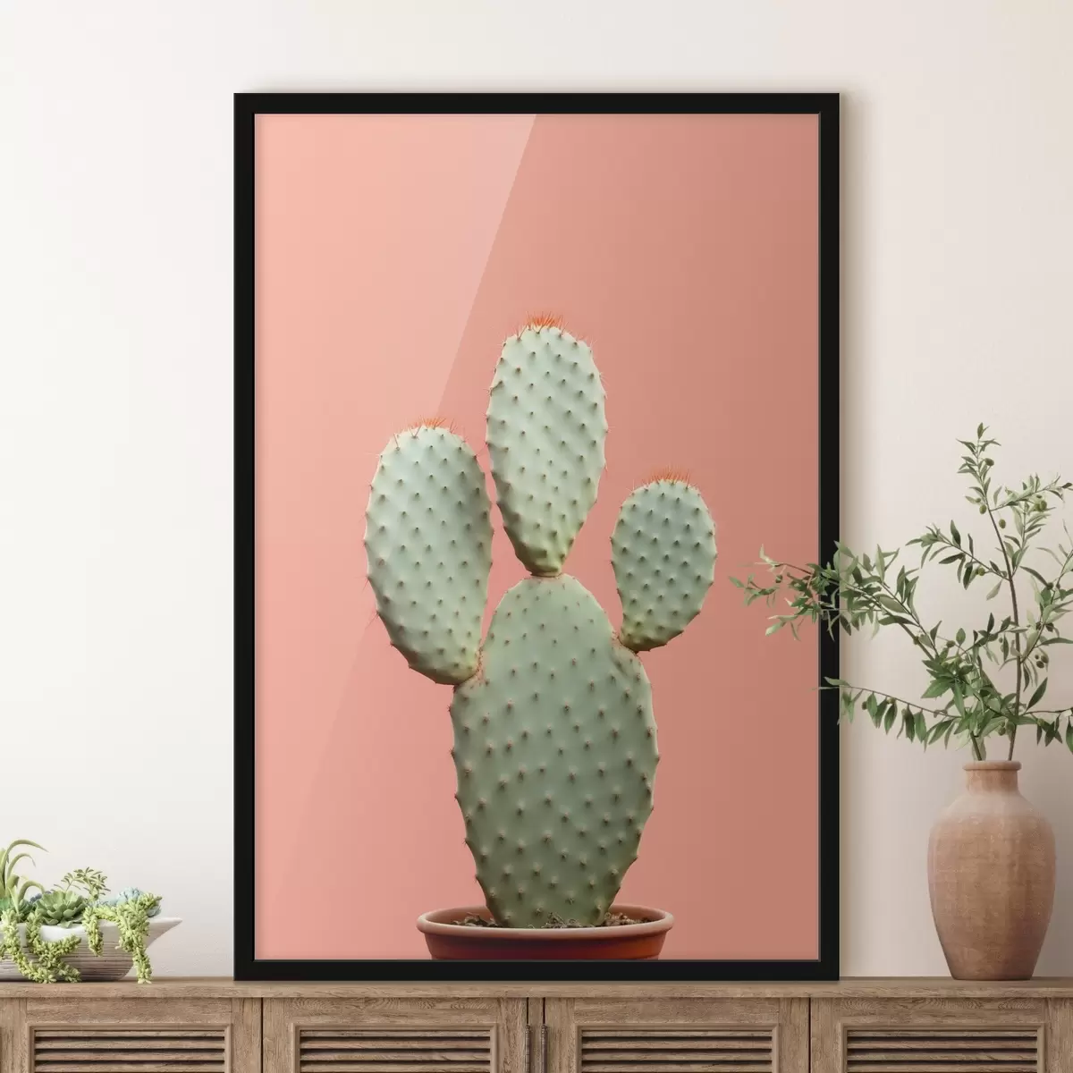 Poster Cactus minimalista su sfondo rosa f42412