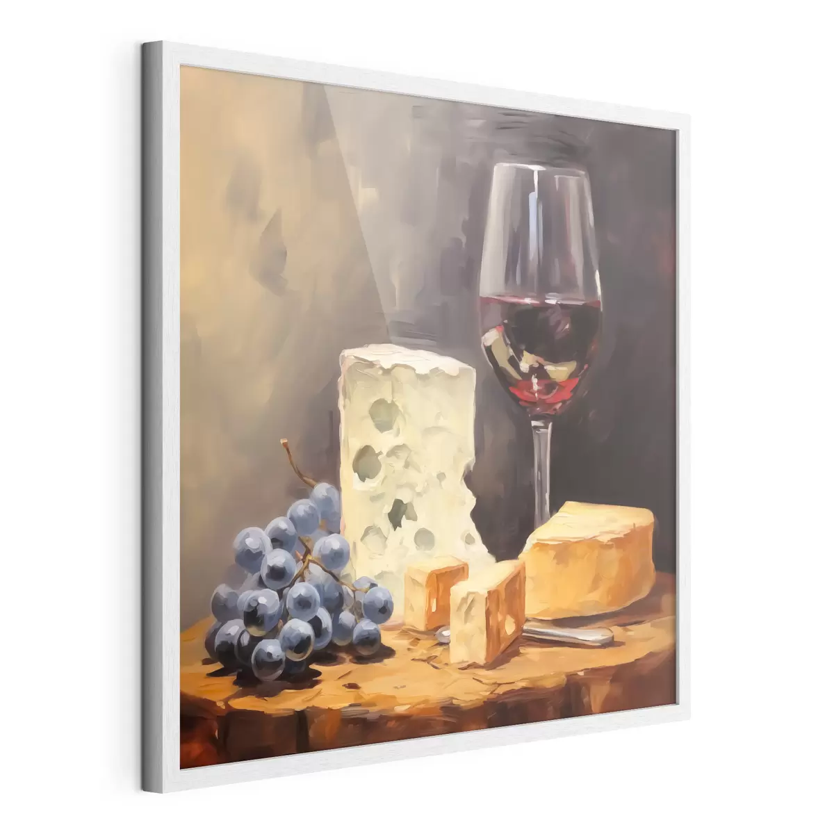 Poster Bicchiere di vino rosso e imitazione di formaggi f42415