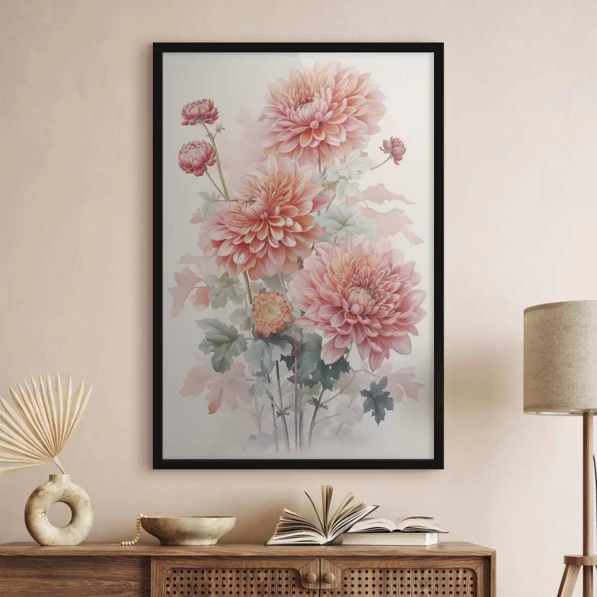Poster Crisantemi ad imitazione dell'acquerello f42416