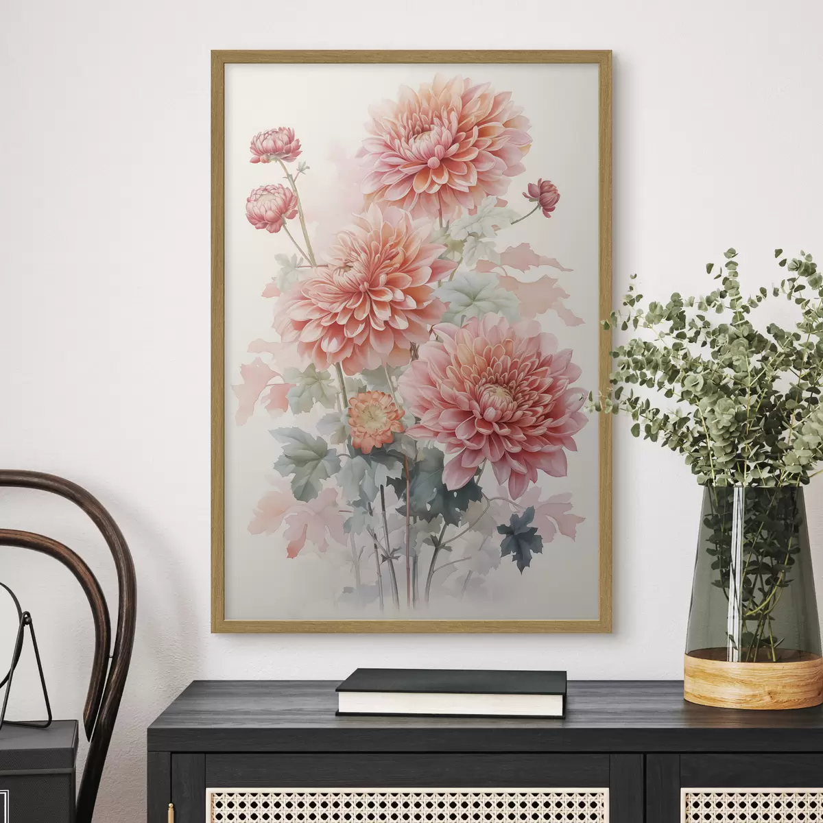 Poster Crisantemi ad imitazione dell'acquerello f42416