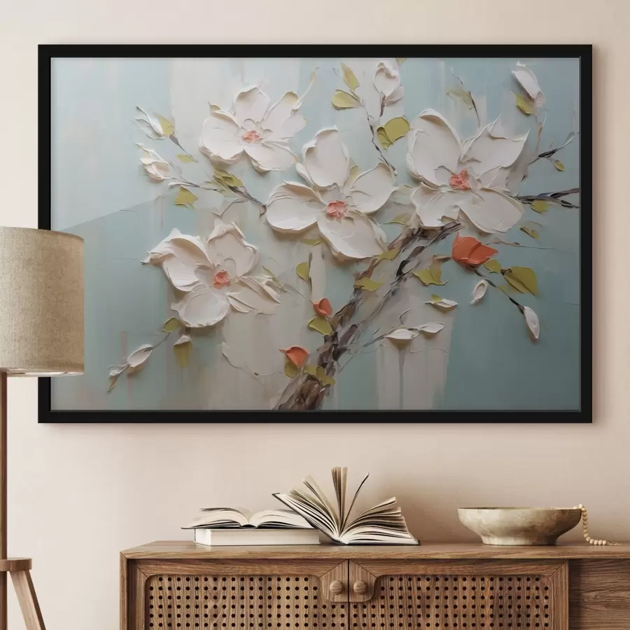 carta da parati Fiori bianchi imitazione di pennellate di vernice nr. f42417