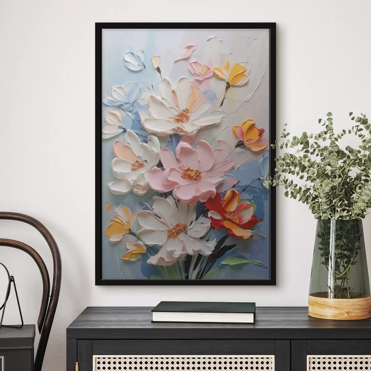 Poster I fiori luminosi imitano le pennellate di colore f42419