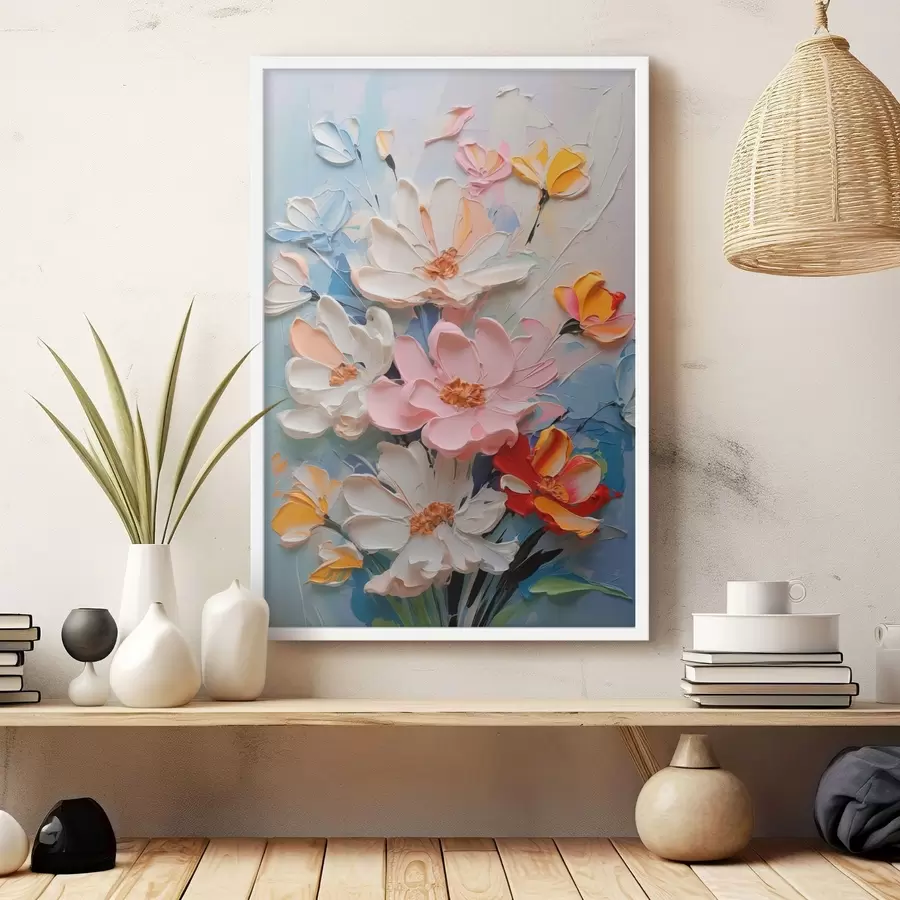 carta da parati I fiori luminosi imitano le pennellate di colore nr. f42419