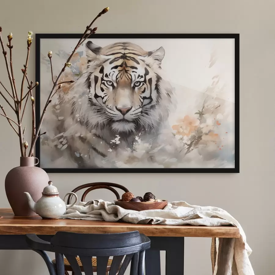 carta da parati Ritratto astratto di una tigre tra le macchie nr. f42421