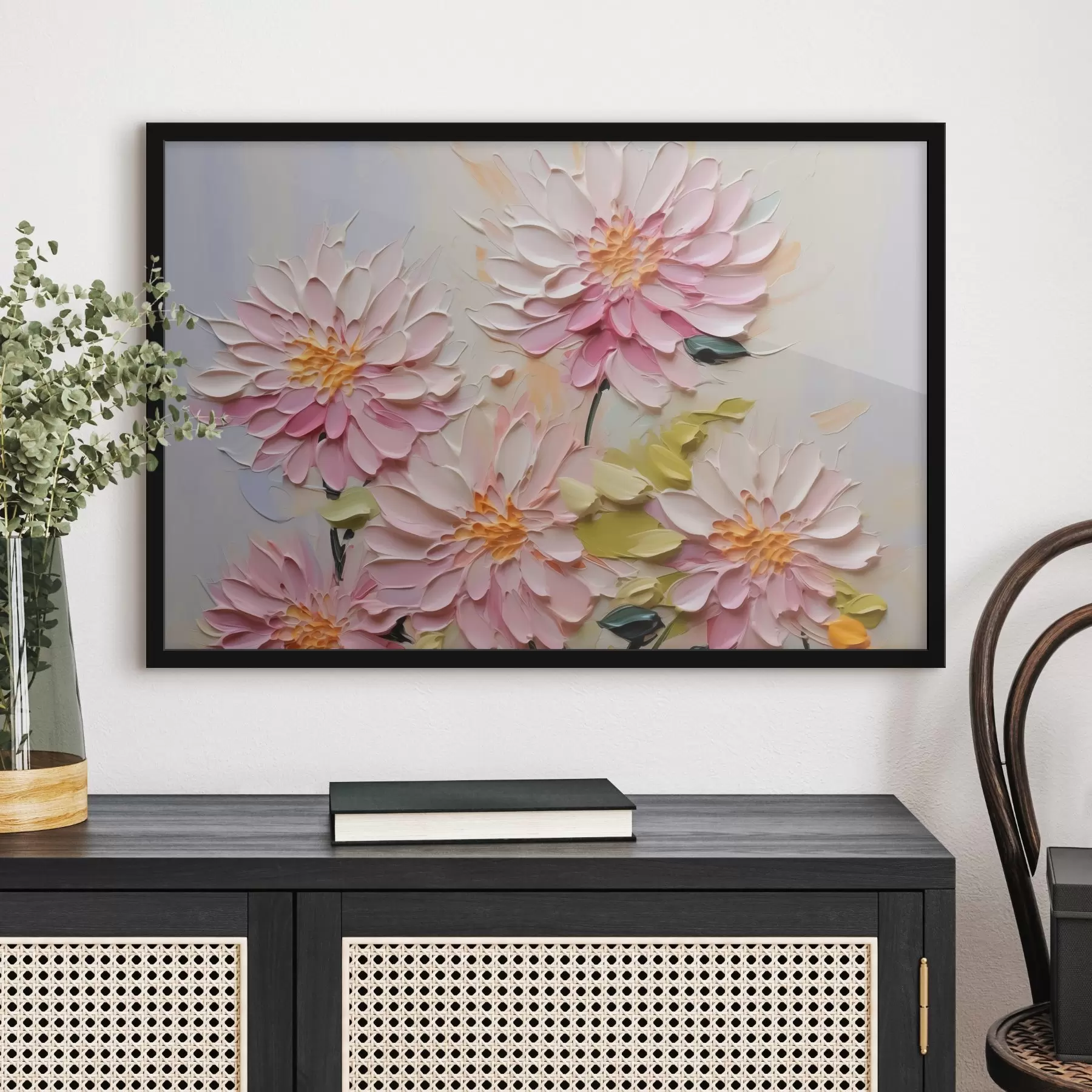 carta da parati Crisantemi a imitazione di pennellate di pittura nr. f42423