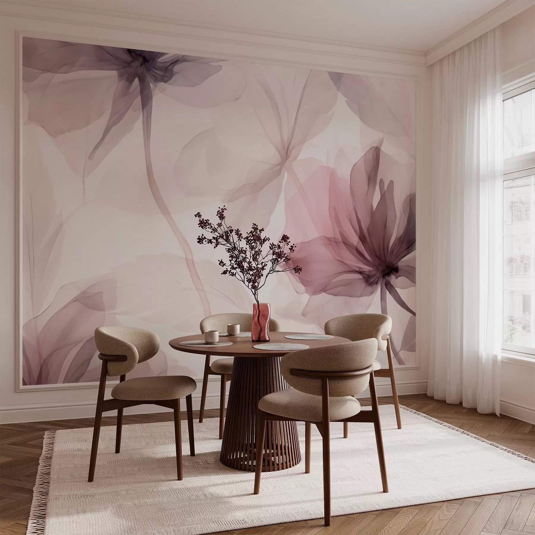 carta da parati Fiori effimeri in delicati colori pastello nr. w02755