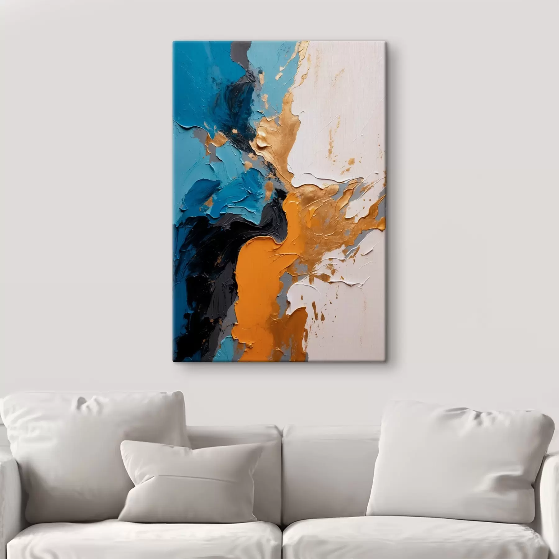 carta da parati Pittura astratta con colori blu, bianco e giallo nr. s42254