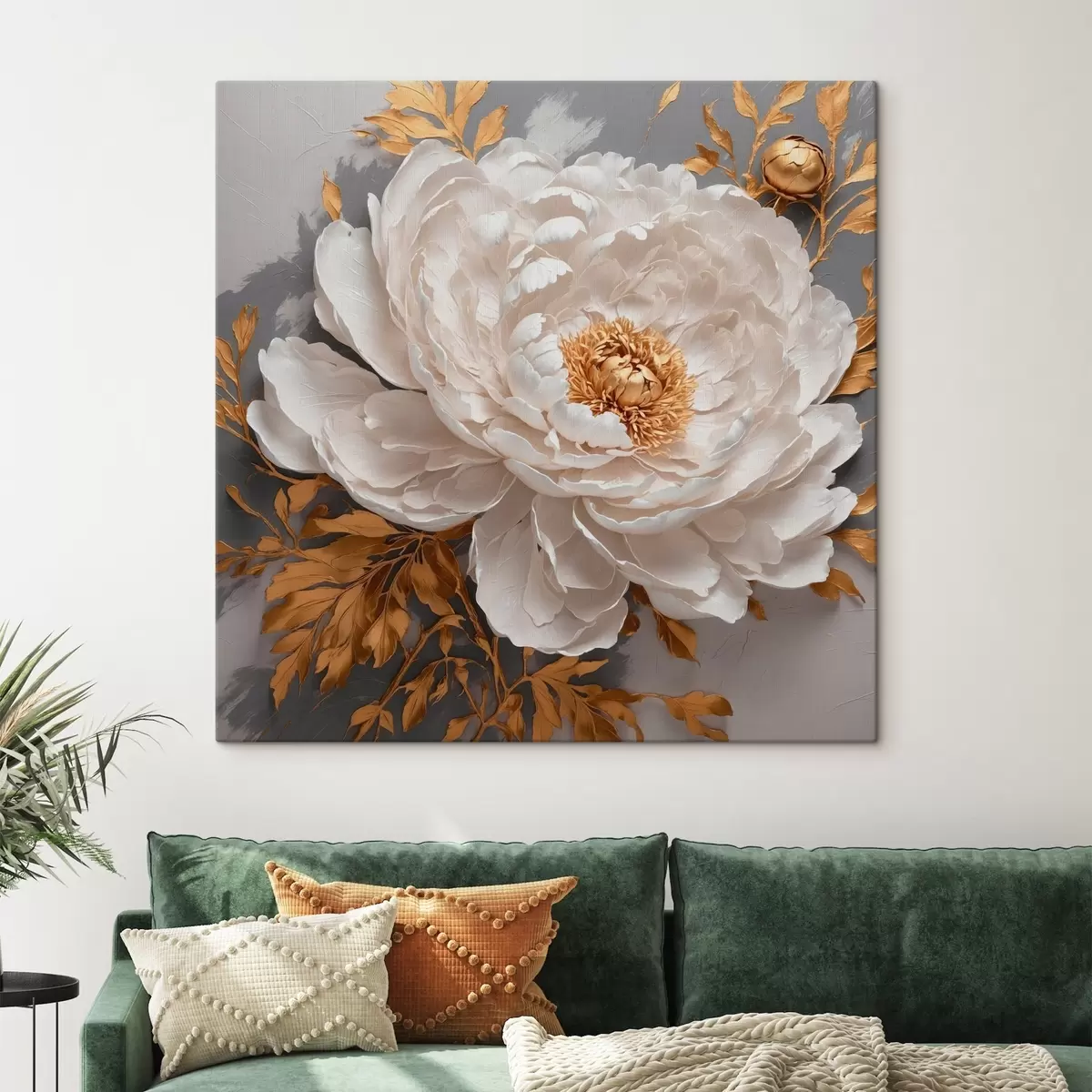 carta da parati Peonia bianca su sfondo grigio nr. s42260