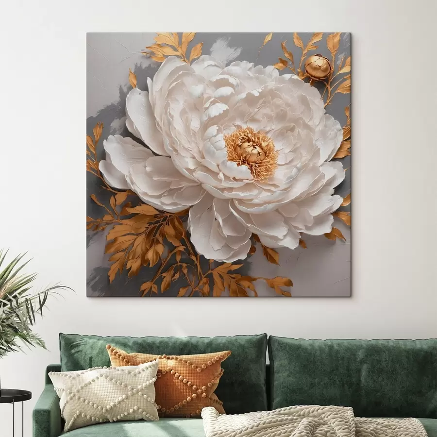 carta da parati Peonia bianca su sfondo grigio nr. s42260