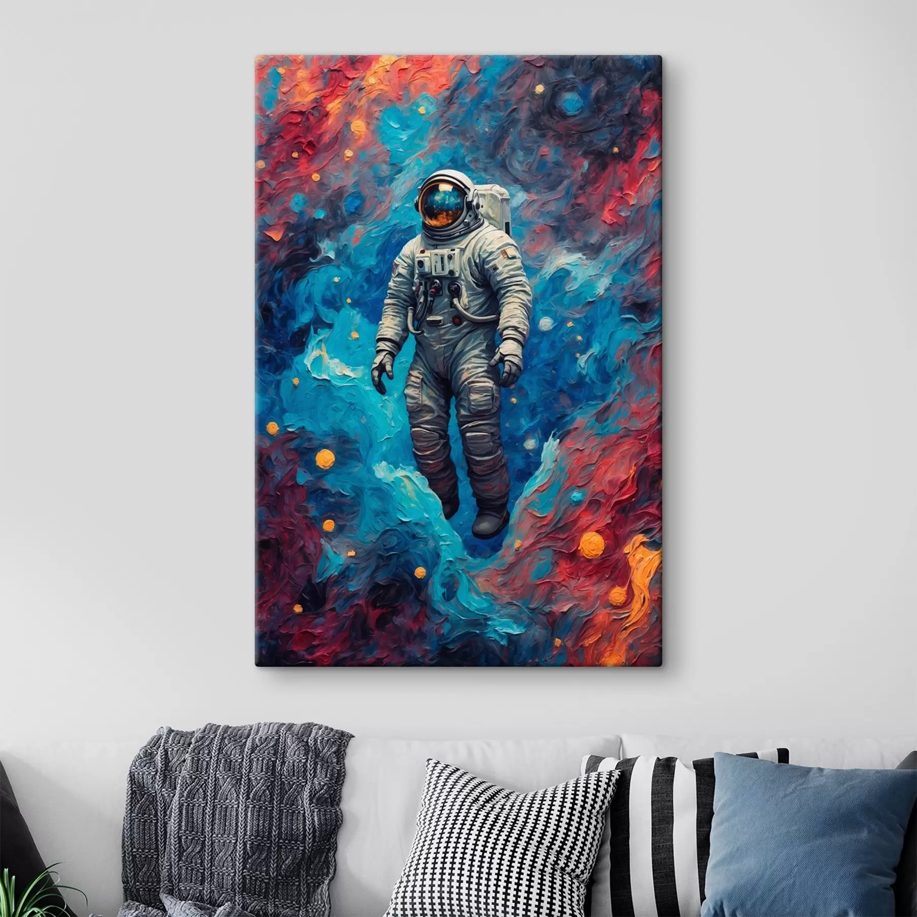 carta da parati Astronauta su sfondo spaziale astratto in stile pittura ad olio nr. s42265