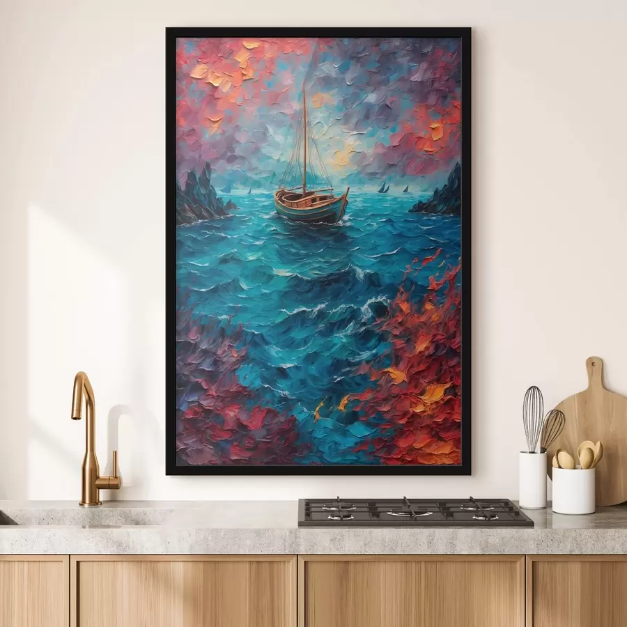 carta da parati Nave che naviga in un mare impetuoso nr. f42250