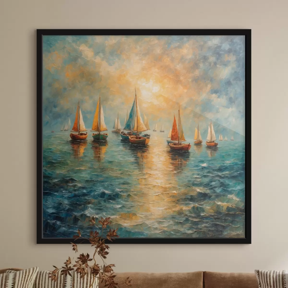 Poster Navi che salpano verso il tramonto f42251