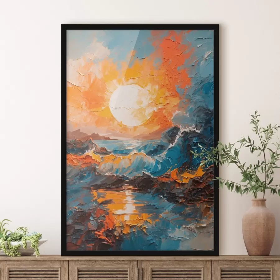 carta da parati Mare in tempesta e sole in stile pittura ad olio nr. f42257