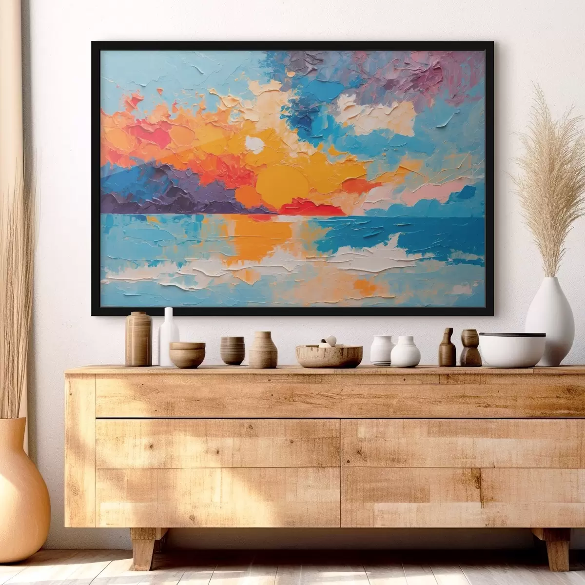 Poster Vista del mare e del sole in stile pittura ad olio f42258