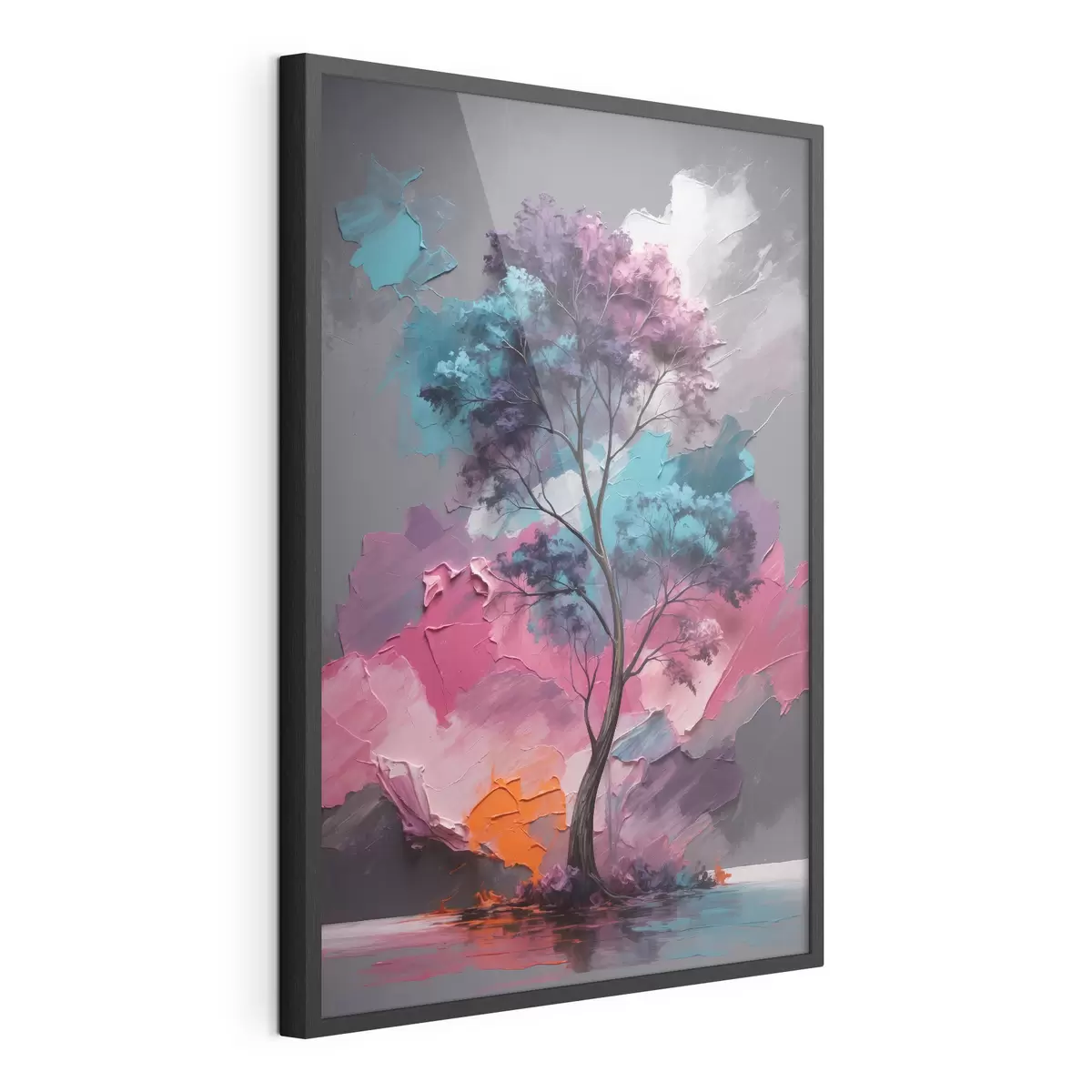 Poster Albero su sfondo grigio-rosa f42262