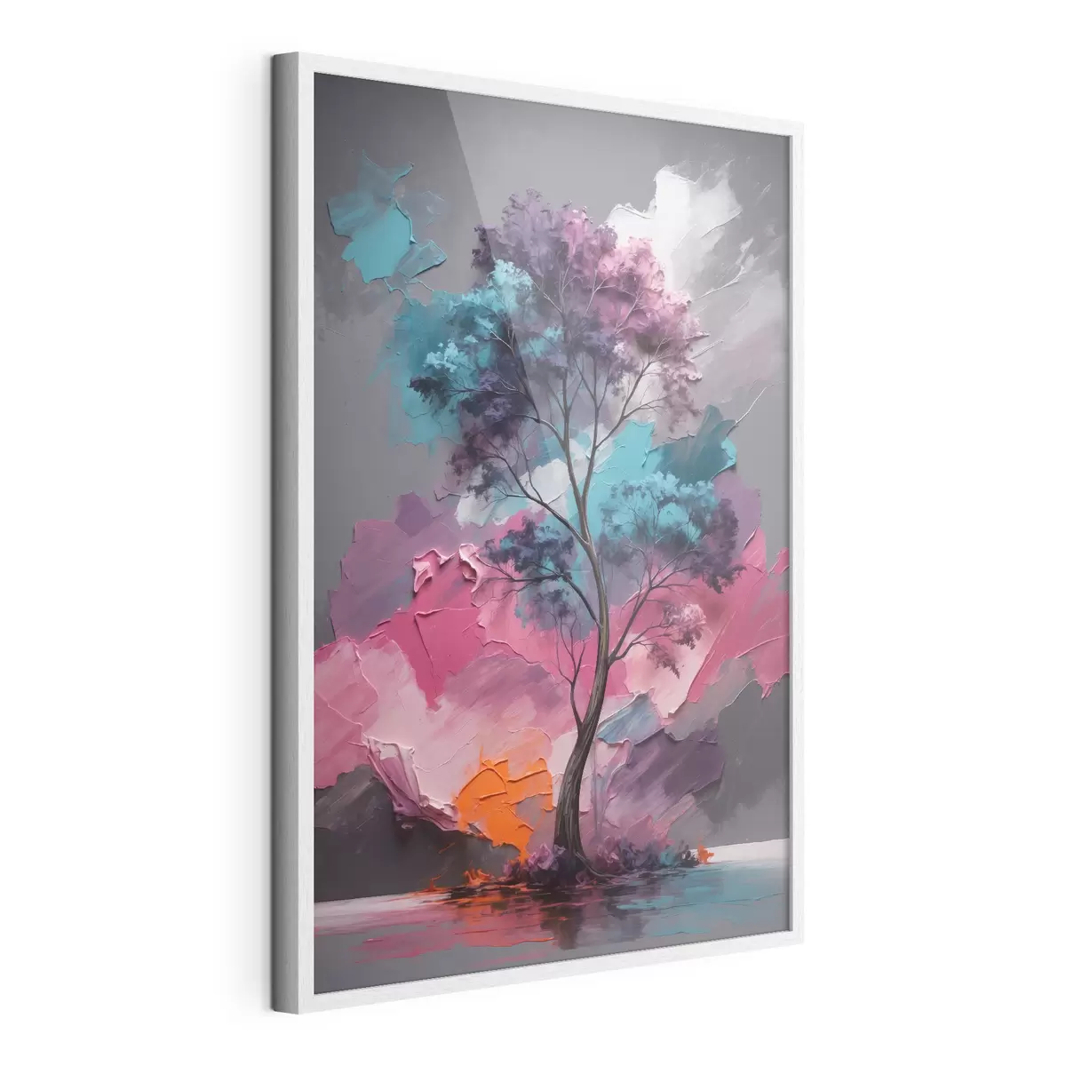 Poster Albero su sfondo grigio-rosa f42262