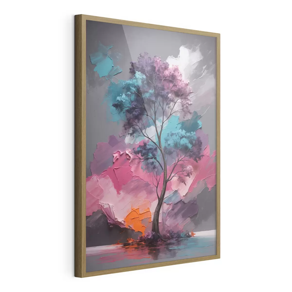 Poster Albero su sfondo grigio-rosa f42262