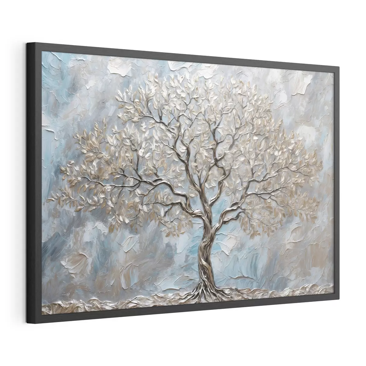 Poster Albero d'argento su sfondo grigio-blu f42273