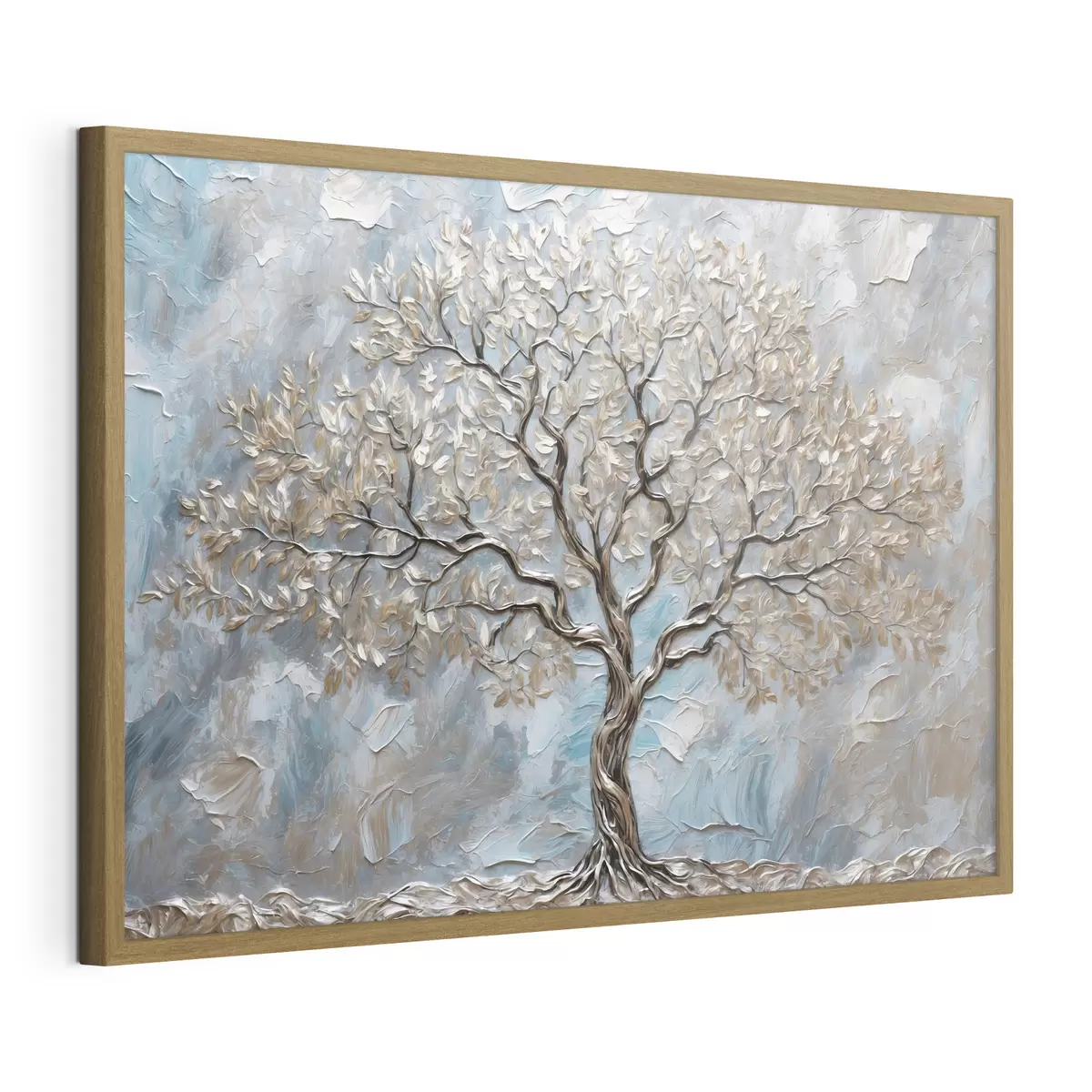 Poster Albero d'argento su sfondo grigio-blu f42273