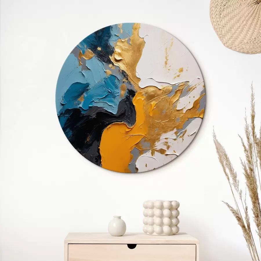 carta da parati Pittura astratta con colori blu, bianco e giallo nr. r42254