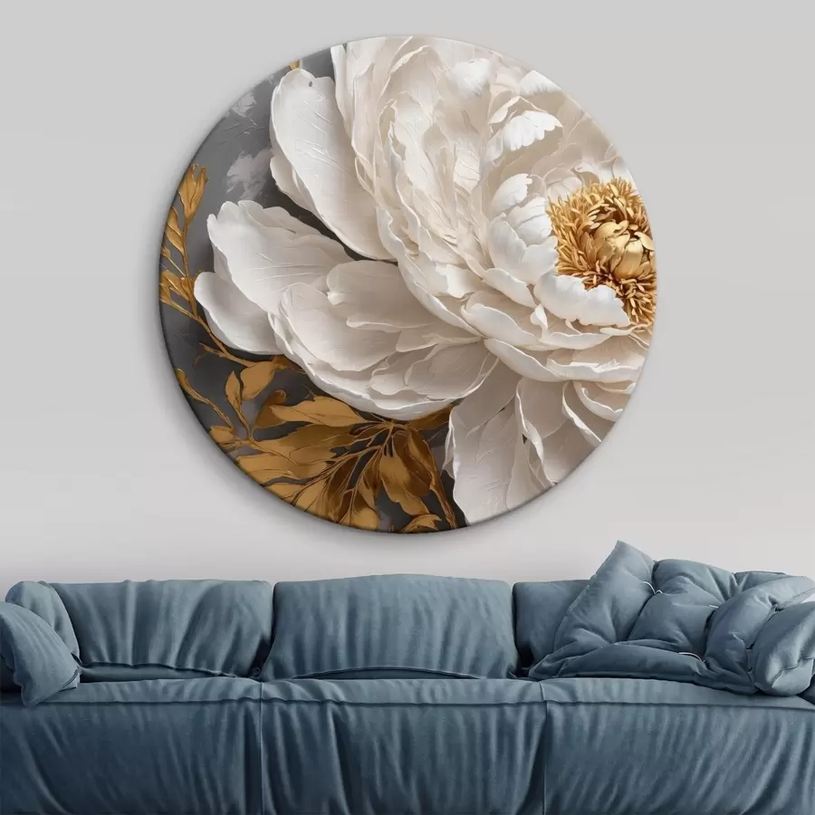 carta da parati Peonia bianca su sfondo grigio nr. r42260