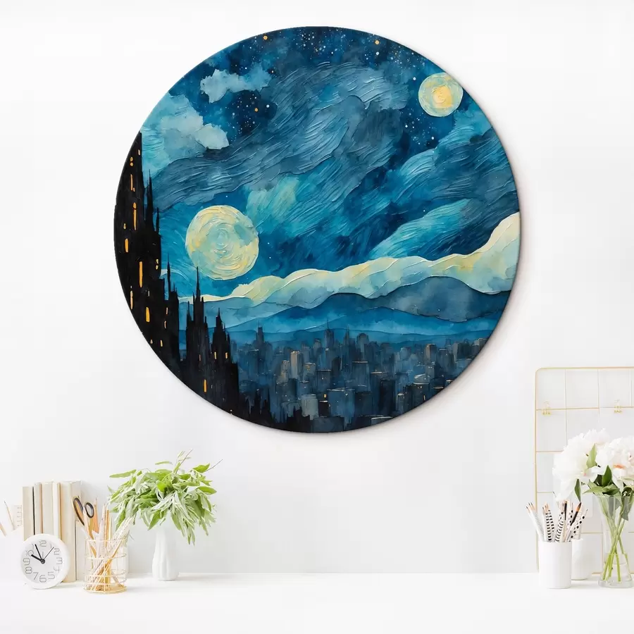 carta da parati Città notturna in stile pittura ad olio nr. r42268