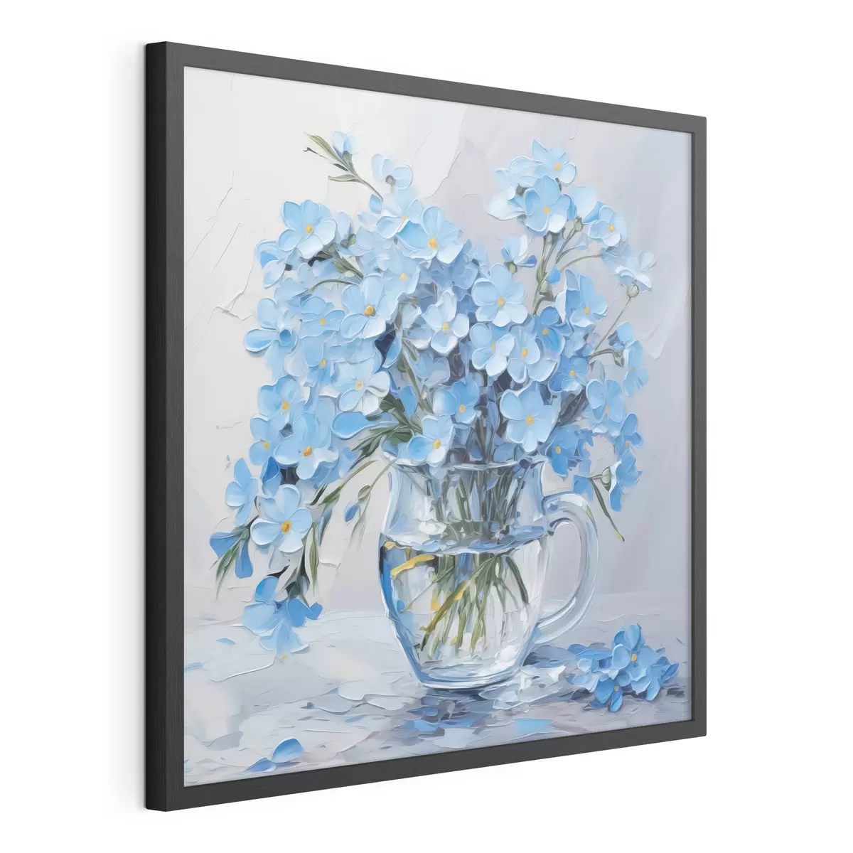 Poster Fiori blu in un vaso trasparente imitazione di un dipinto f42467
