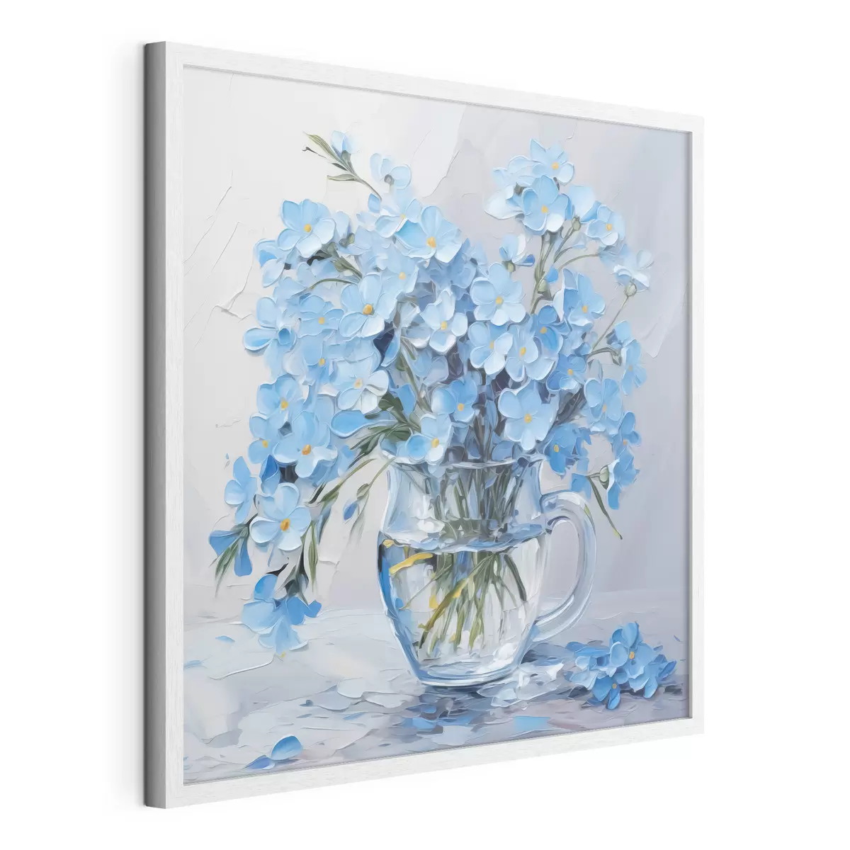 Poster Fiori blu in un vaso trasparente imitazione di un dipinto f42467
