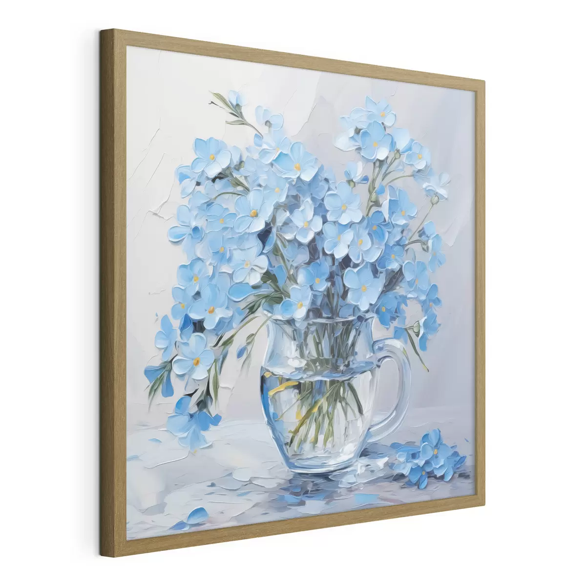 Poster Fiori blu in un vaso trasparente imitazione di un dipinto f42467