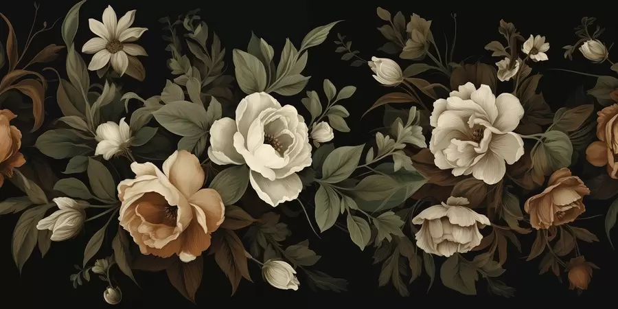 Carta da parati nature Rose avorio al crepuscolo 