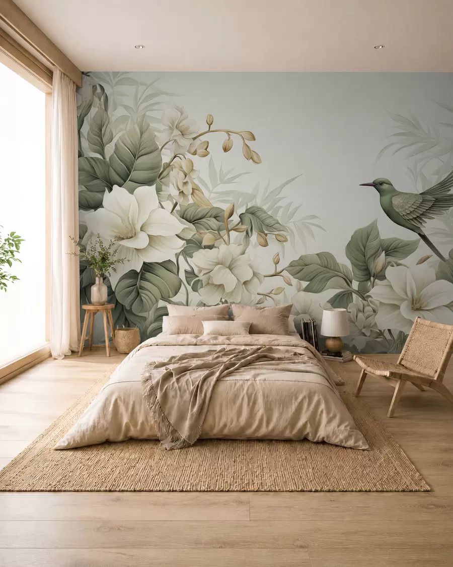 carta da parati Paesaggio tropicale con fiori nr. w02844