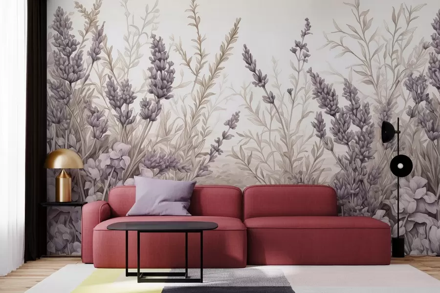 Carta da parati Floreale Campo fiorito acquerellato in colori pastello n. w02847