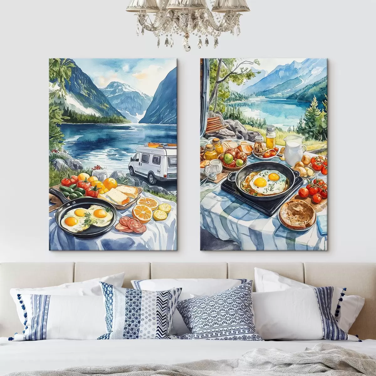 carta da parati Colazione nella natura, viaggio, vita all'aria aperta, stile acquerello, Norvegia nr. m00404