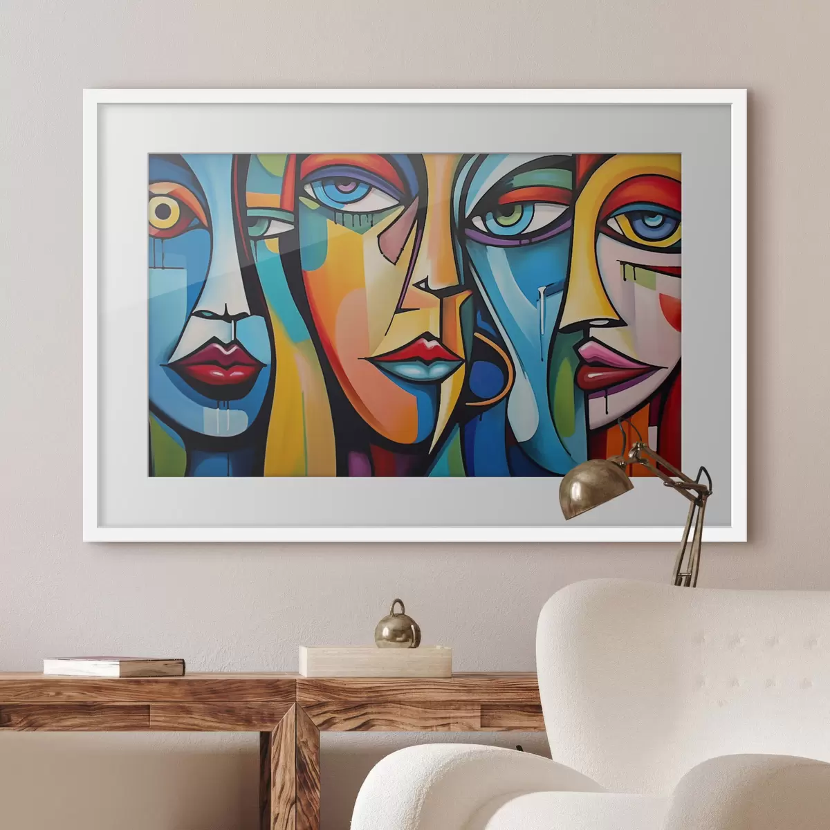 Poster Volti nei colori primari f42473