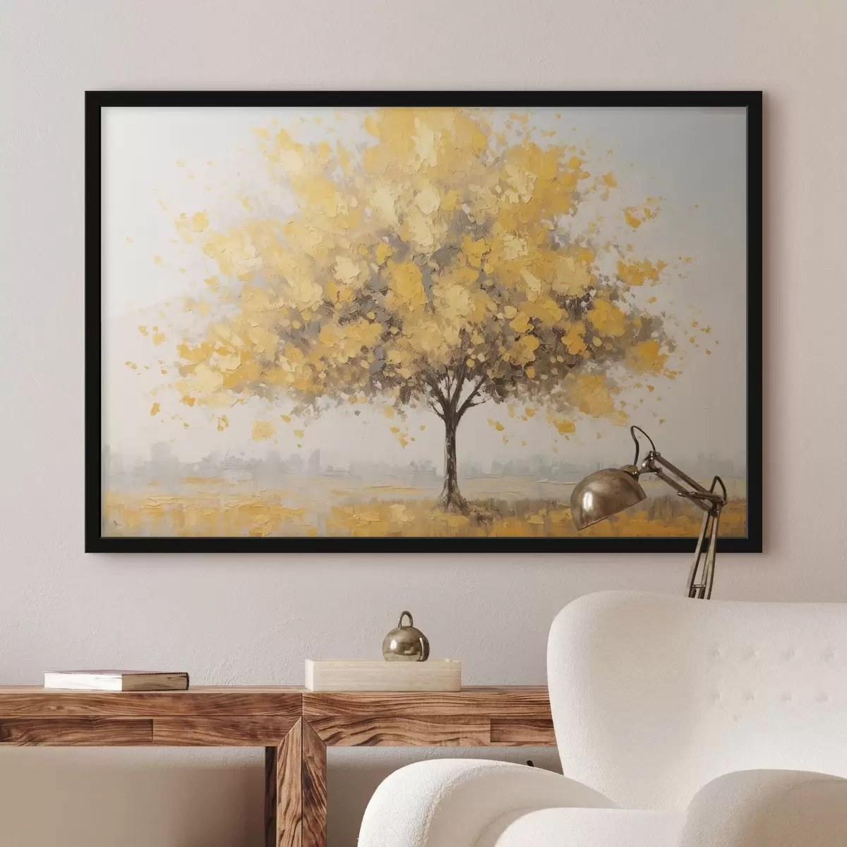 Poster Albero con foglie gialle in stile impressionista f42480