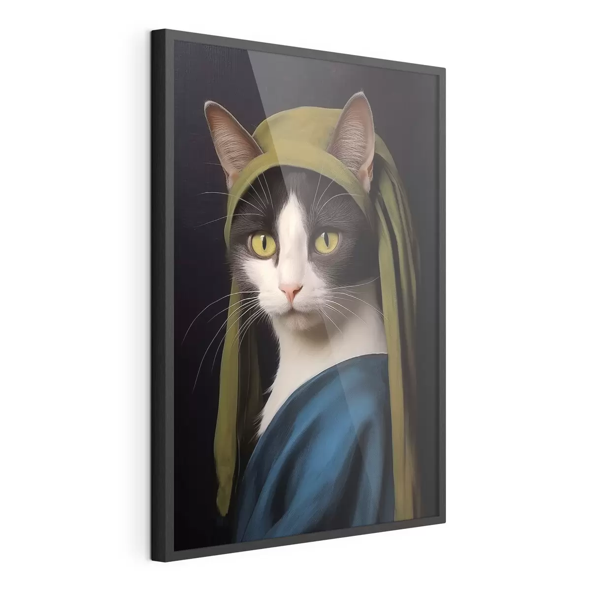 Poster Gatto in stile ritratto con orecchino di perla f42486