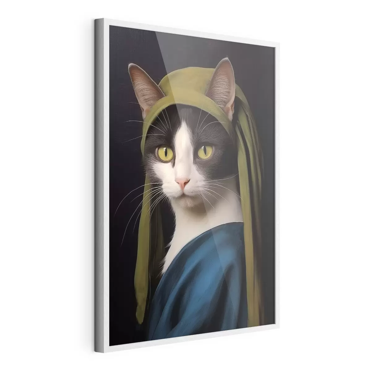 Poster Gatto in stile ritratto con orecchino di perla f42486