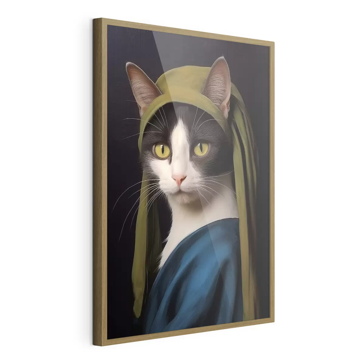 Poster Gatto in stile ritratto con orecchino di perla f42486