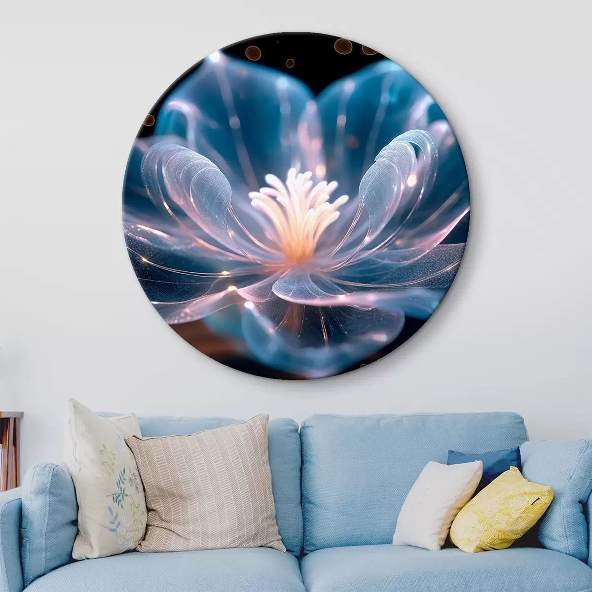 Quadri rotondi Fiore chiaro con petali trasparenti su sfondo scuro r42488