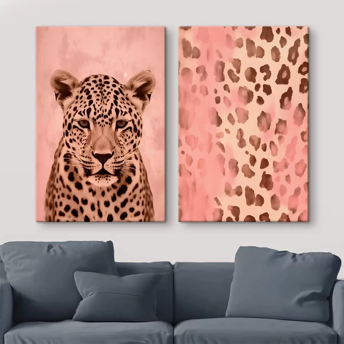 carta da parati Ritratto di un ghepardo, motivo astratto con stampa leopardata su sfondo rosa nr. m00402