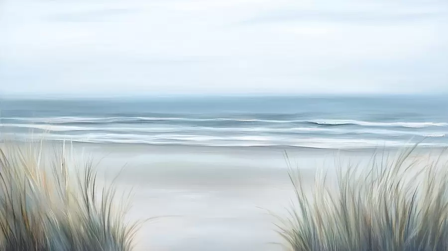 Carta da parati nature Paesaggio con spiaggia selvaggia nello stile della pittura ad olio 