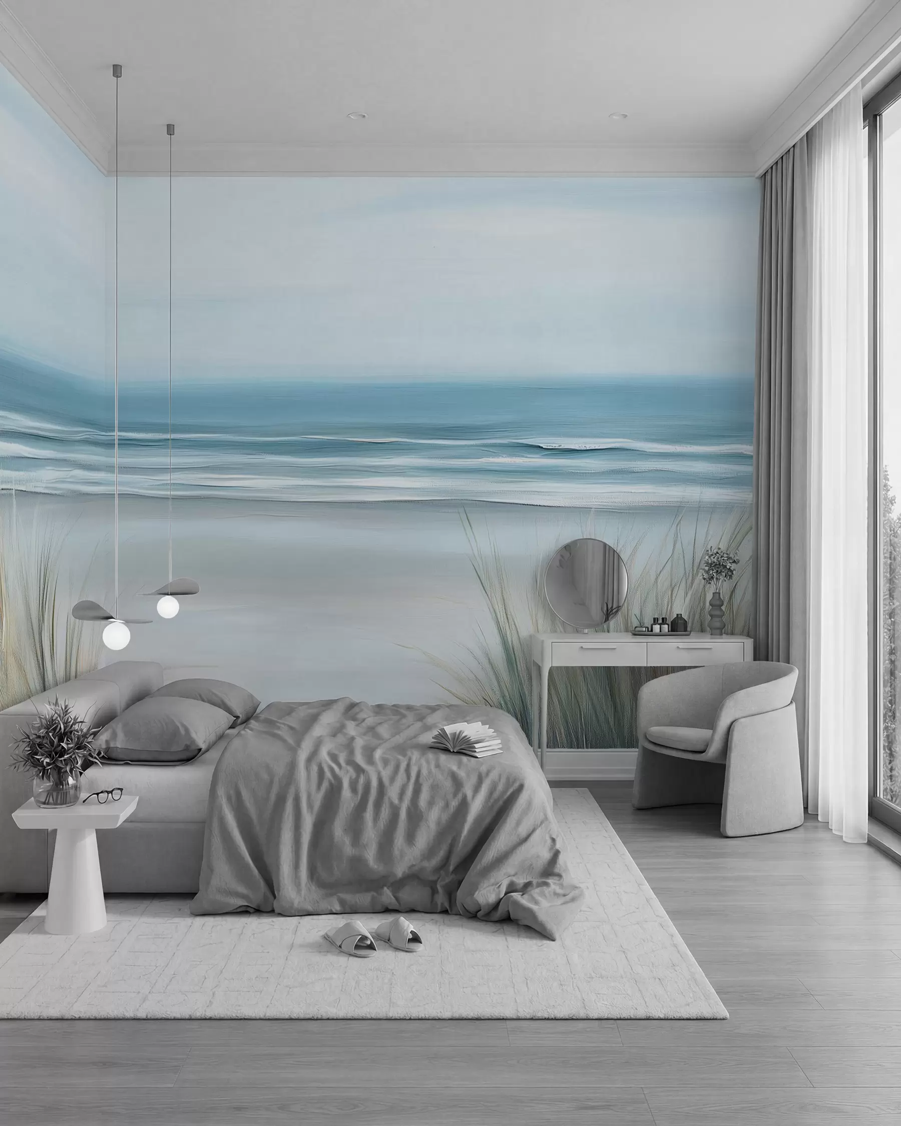 Carta da parati nature Paesaggio con spiaggia selvaggia nello stile della pittura ad olio 