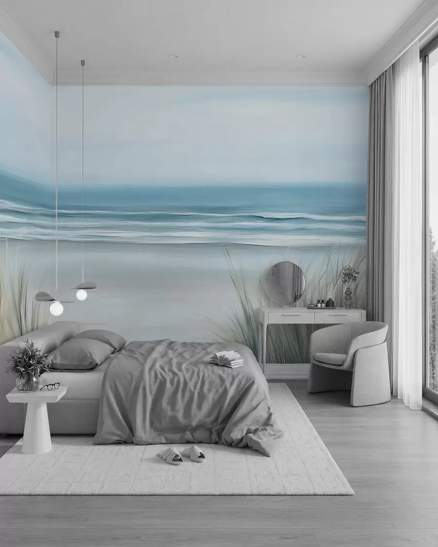 Carta da parati nature Paesaggio con spiaggia selvaggia nello stile della pittura ad olio 
