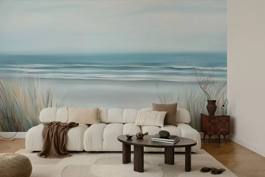 Carta da parati nature Paesaggio con spiaggia selvaggia nello stile della pittura ad olio 