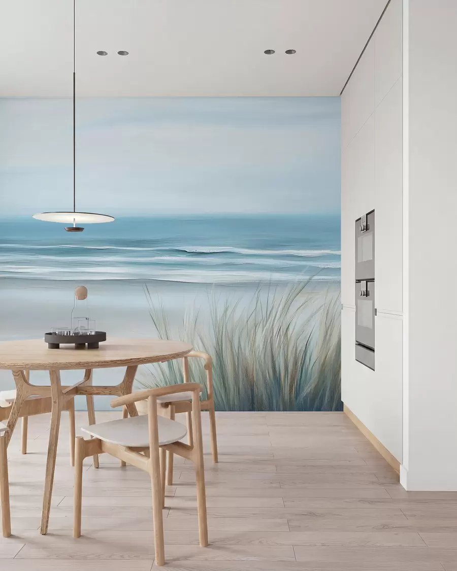 Carta da parati nature Paesaggio con spiaggia selvaggia nello stile della pittura ad olio 