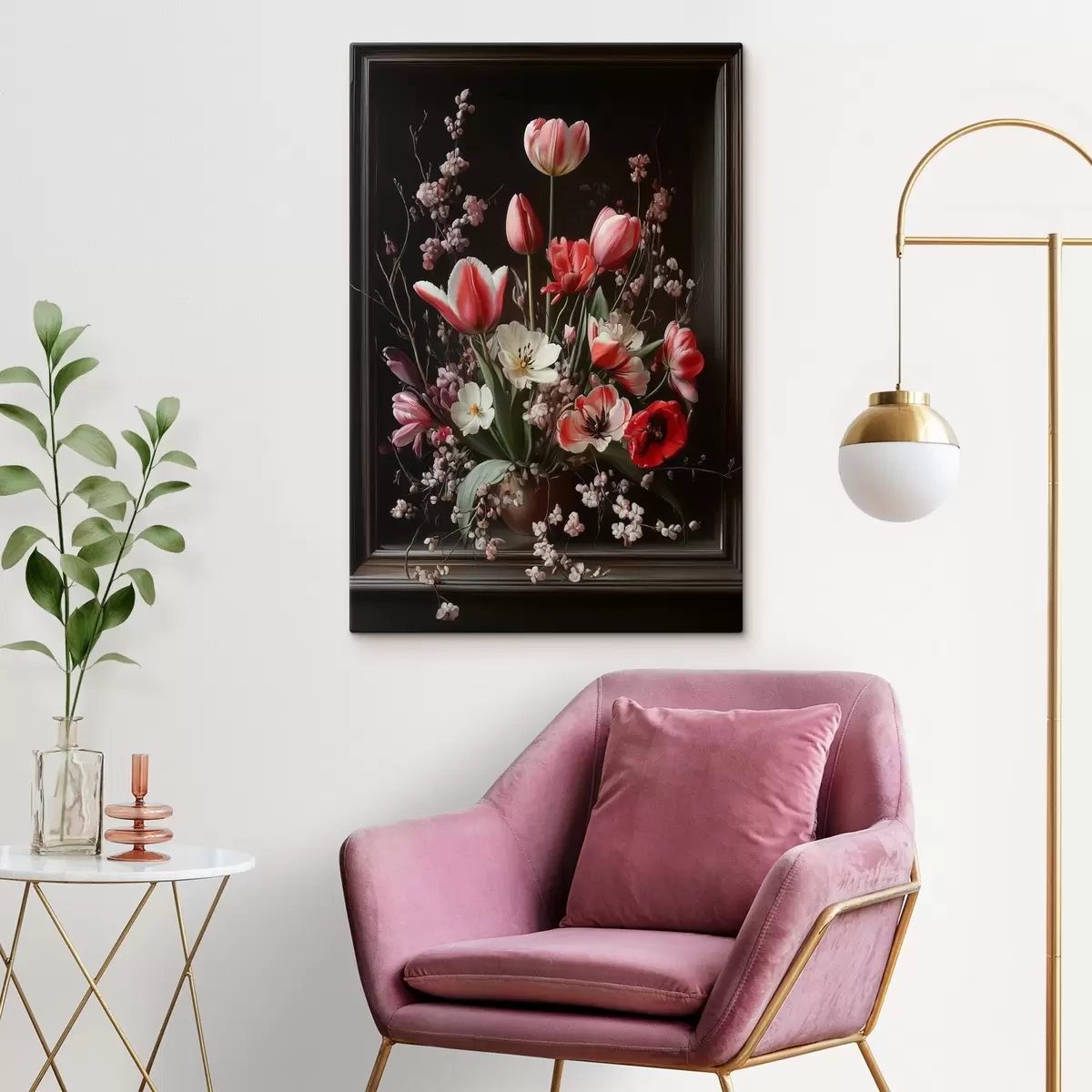 carta da parati Bouquet su sfondo scuro nr. s42499