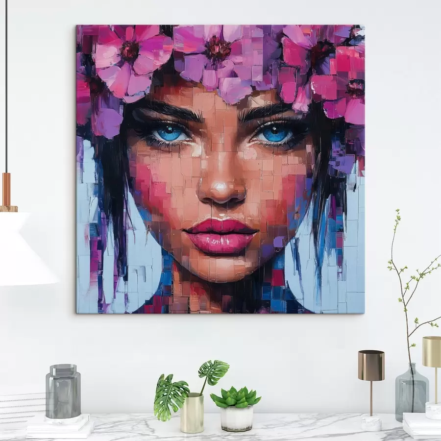 carta da parati Ritratto di ragazza realizzato con pezzi di mosaico nr. s42504